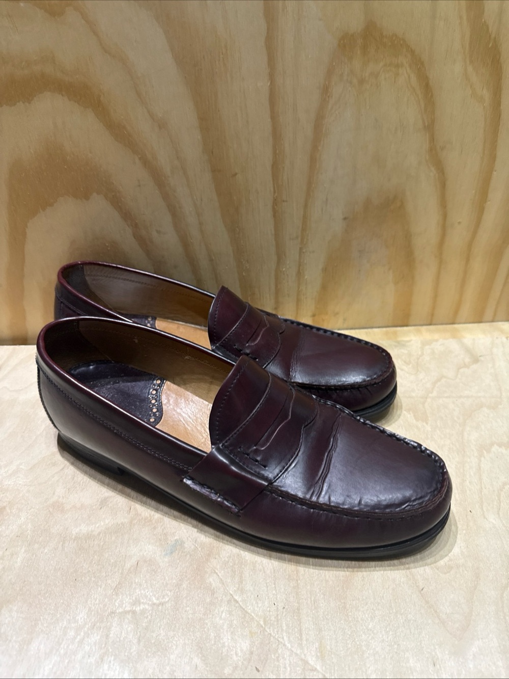 G. H. Bass Mens Weejuns Larson Burgundy Leather Penny Loafer Dress Shoes 13 M